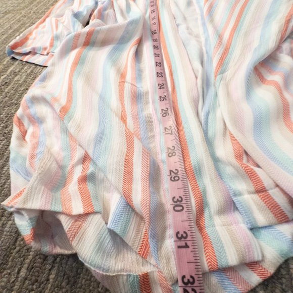 PJ Salvage Womens Size Medium New Robe White Pink Stripe 100% Rayon Open Front - Picture 8 of 9